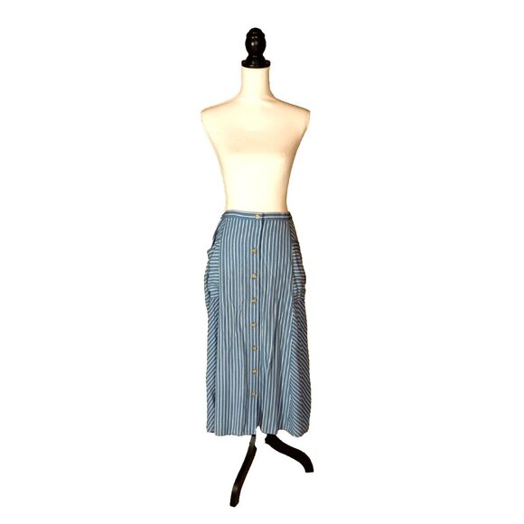 J Jill L Skirt Set Womens Matching Striped Sleeveless Pockets Button Cottagecore - Picture 2 of 10